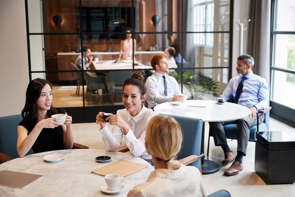Retail leasing team working in an open-plan office